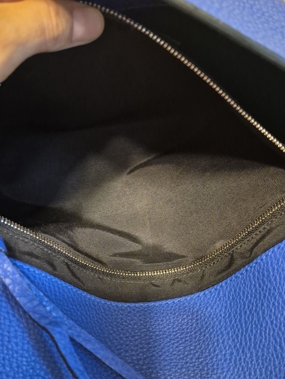 Marc Jacobs Gotham Blue Pebbled Leather Silver Chain Shoulder / Hand Purse Bag - Picture 10 of 15